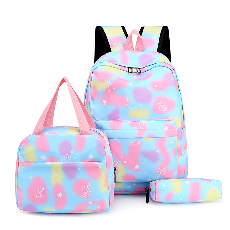 Kit Escolar com 3 Peças para Meninas: Mochila, Lancheira e Estojo