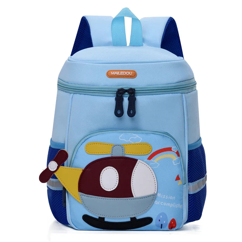 Mochila Escolar Infantil Unissex Estampa Helicóptero Design Arredondado