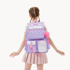 Conjunto Escolar Estrelado com 3 Peças para Meninas: Mochila, Lancheira e Estojo