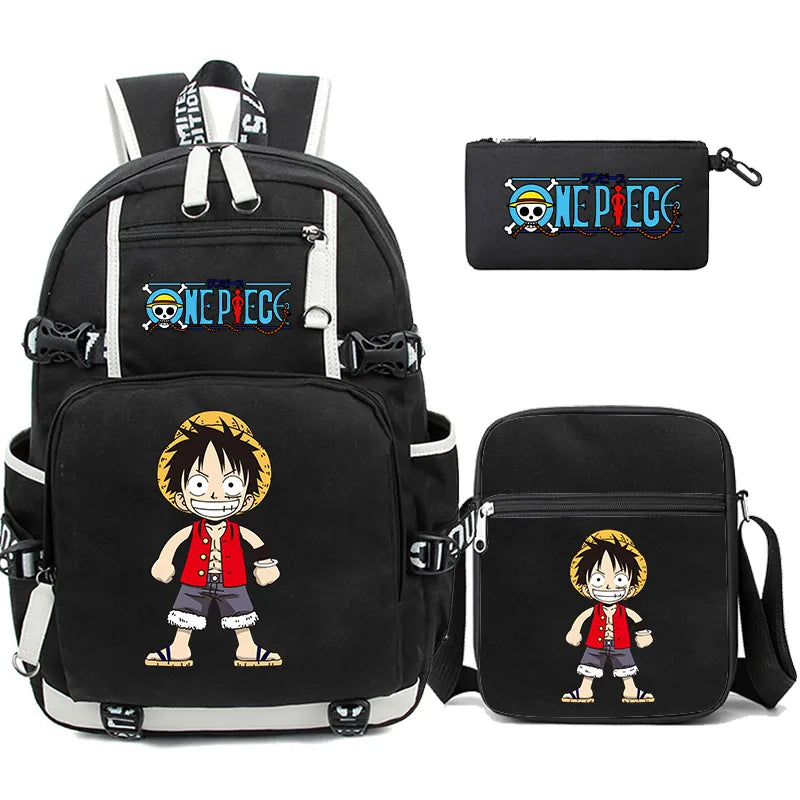 Kit Escolar 3 Peças do One piece: Mochila, Lancheira e Estojo