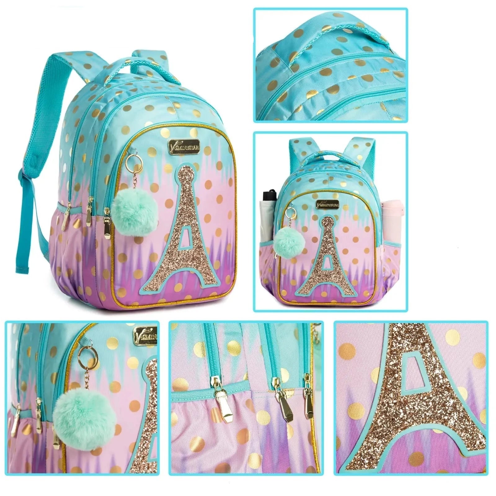 KIT Mochila Escolar Infantil Arco-Íris com Lancheira e Estojo