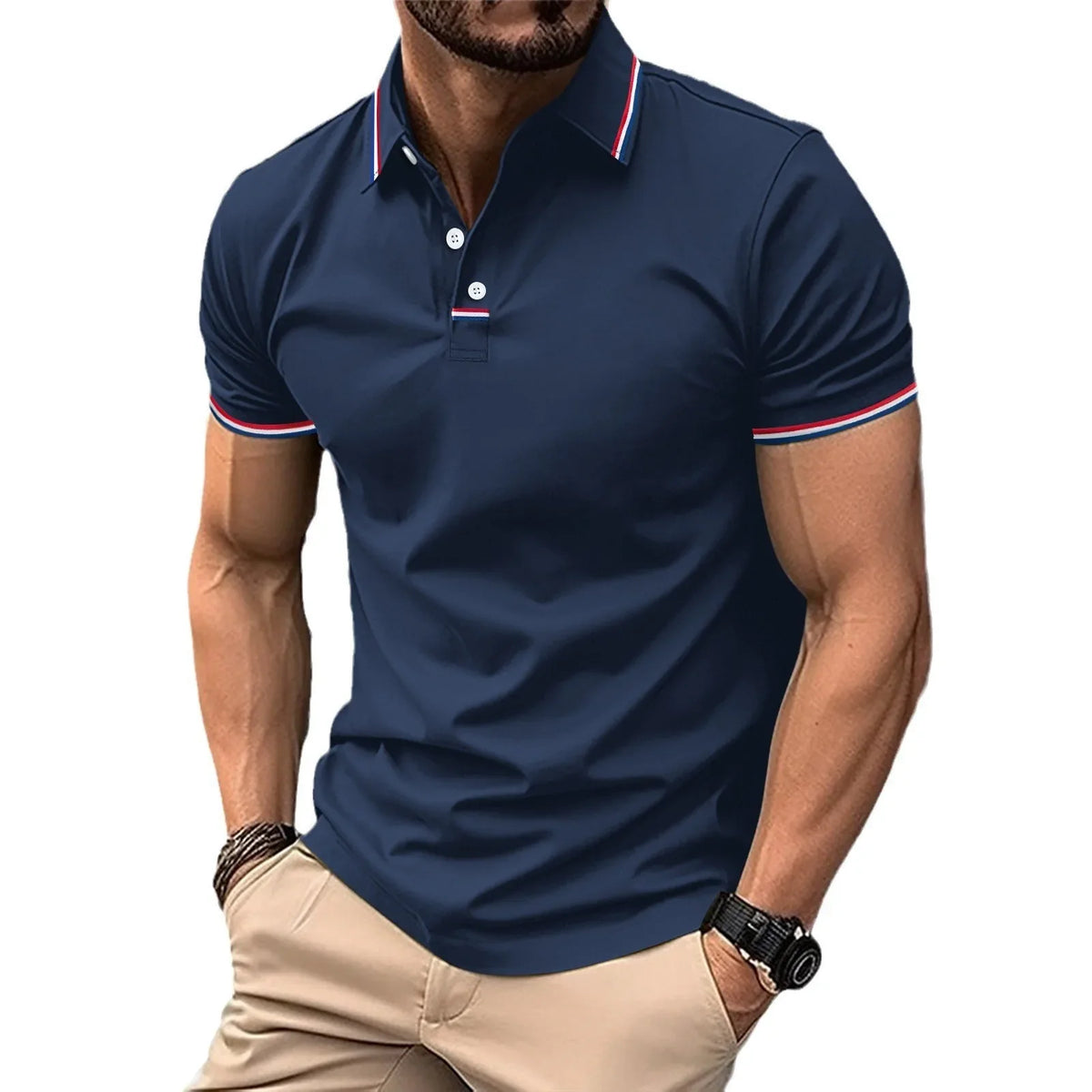 Camisa Masculina Polo Manga Curta 3D Casual