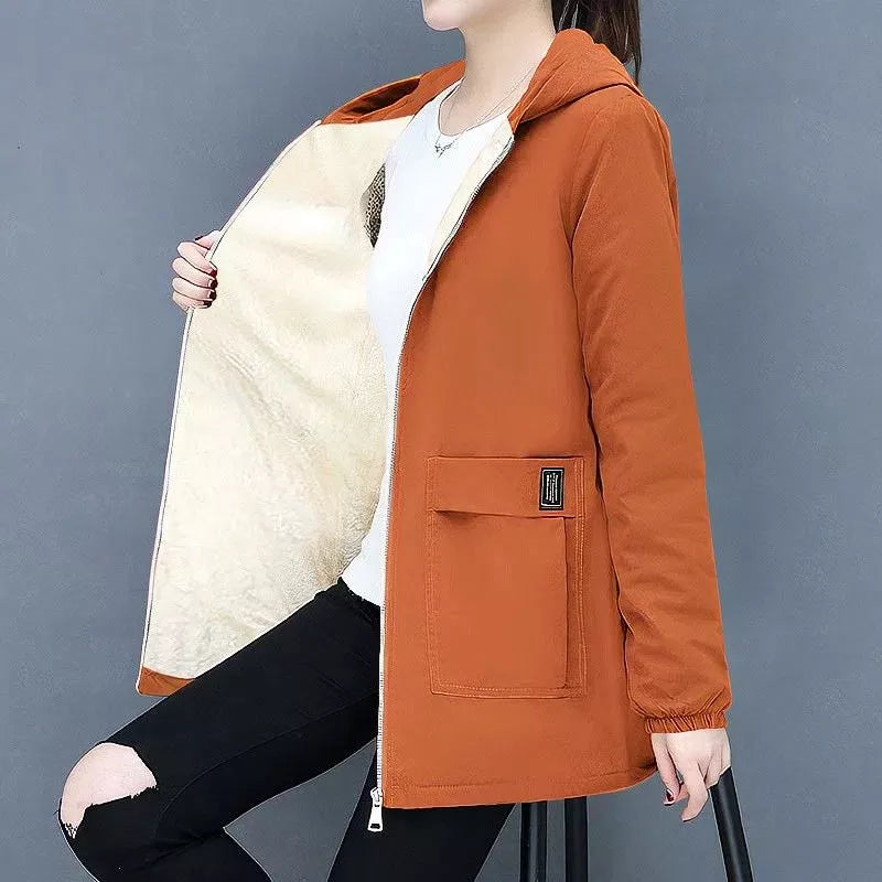 Jaqueta de Lã Feminina Moderna com Zíper Moda Inverno - Promoção de Dezembro