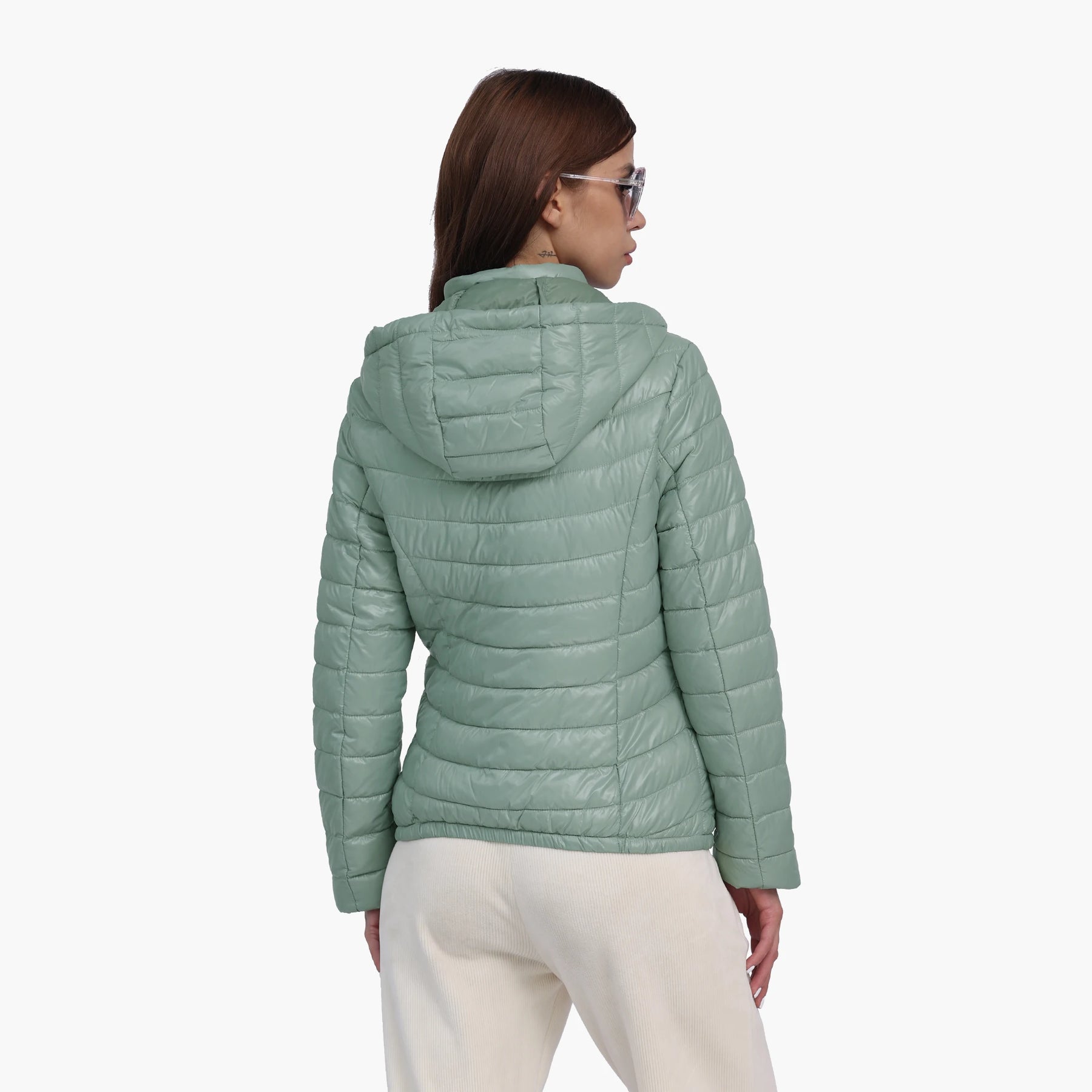 Jaqueta Feminina Puffer Acolchoada com Capuz Para Inverno