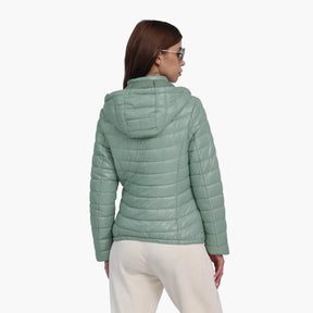 Jaqueta Feminina Puffer Acolchoada com Capuz Para Inverno