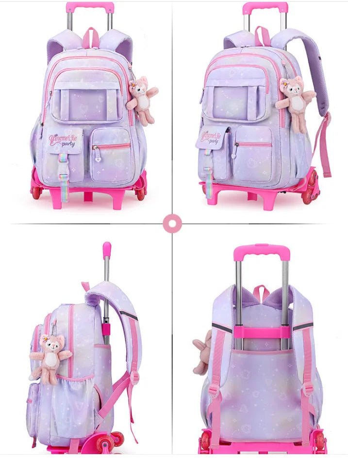 Mochila de Rodinha Feminina Infantil Modelo Nuvem