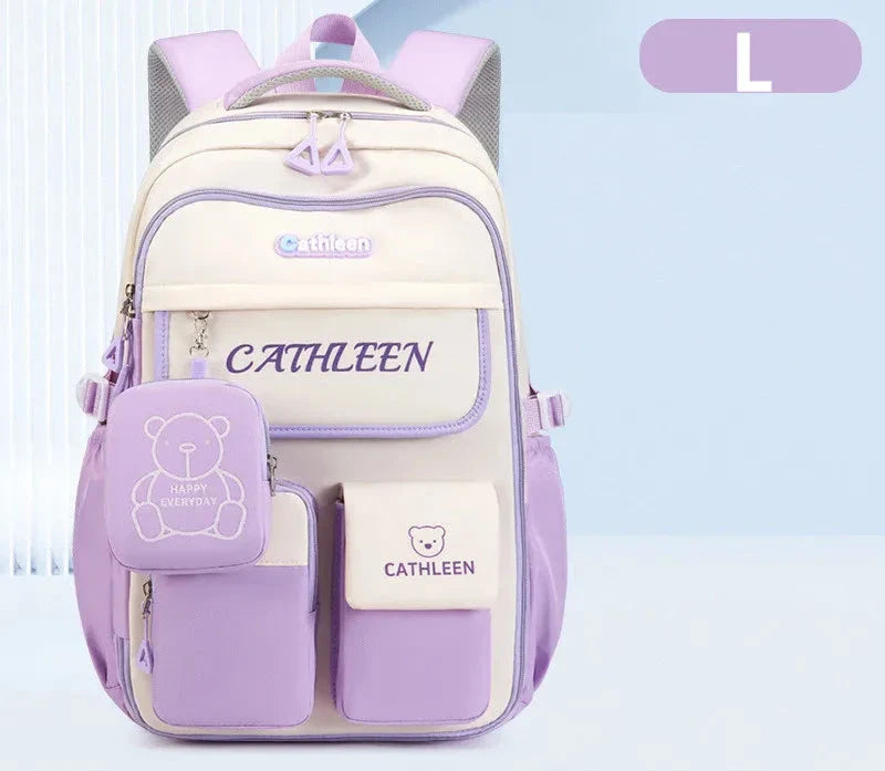 Mochila Escolar Infantil Com Chaveiro E Compartimentos Material Resistente