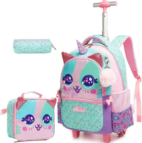 Kit Mochila Escolar Feminina Com Lancheira E Estojo Desenho Animado