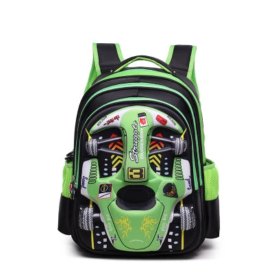 Mochila Escolar Carro 3D de Corrida para Meninos