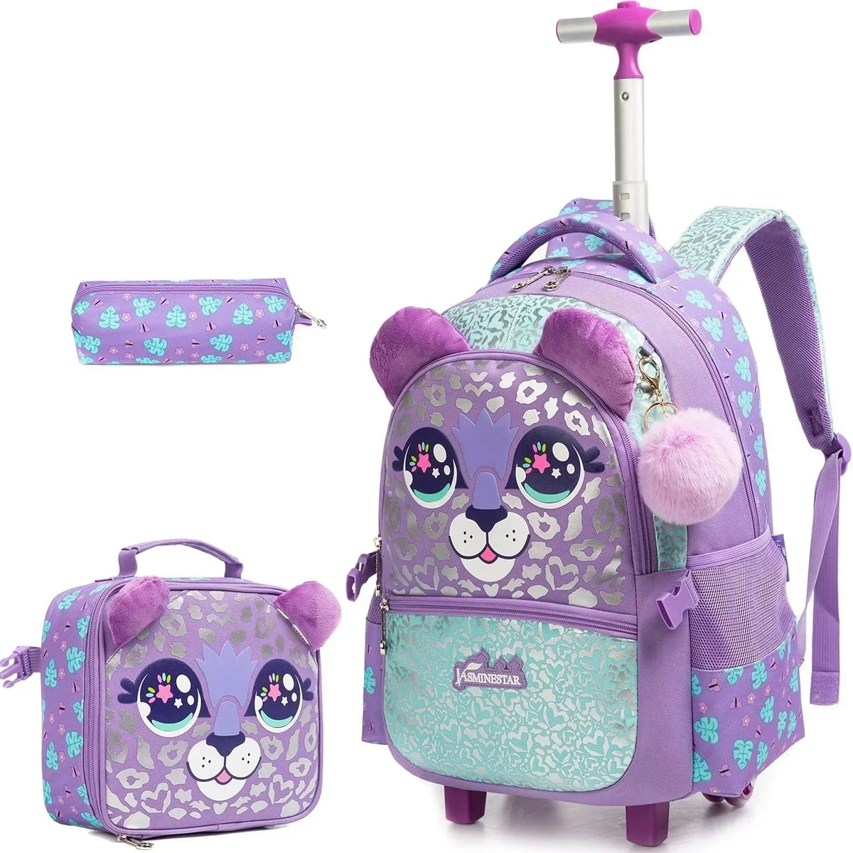 Kit Mochila Escolar Feminina Com Lancheira E Estojo Desenho Animado