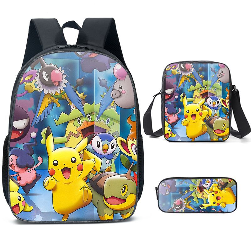 Kit Escolar Pokémon: Mochila, Bolsa de Ombro e Estojo