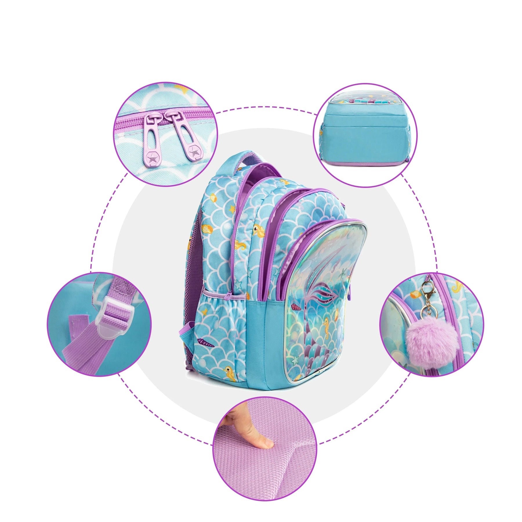 Kit Mochila Infantil Feminina Modelo Cauda