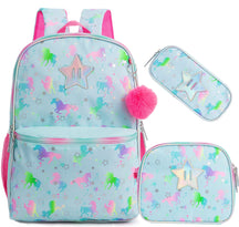 Conjunto Escolar 4 Peças para Meninas: Mochila, Lancheira, Estojo e Pingente