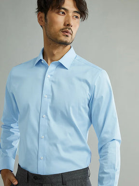 Camisa Social Masculina Montluxe em Algodão Azul Claro