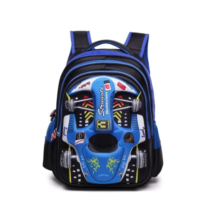 Mochila Escolar Carro 3D de Corrida para Meninos