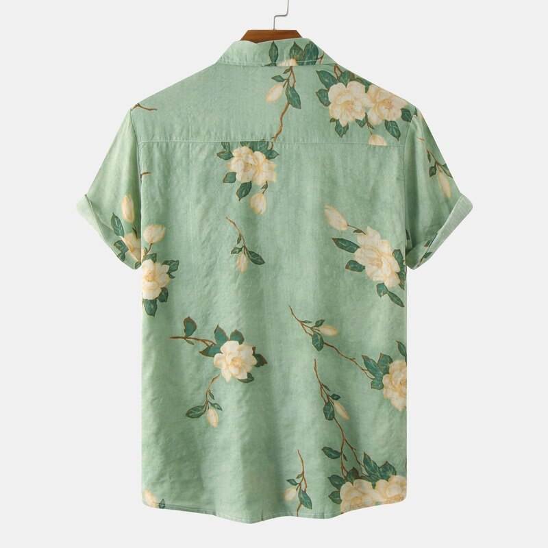 Camisa Manga Curta Masculina Floral Havaiana