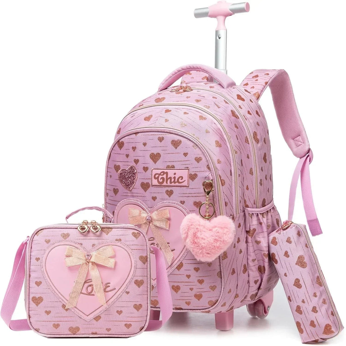 Mochila Escolar Infantil  De Rodas Com Estojo e Lancheira