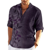 Camisa Masculina Social Manga Comprida Estampa Floral