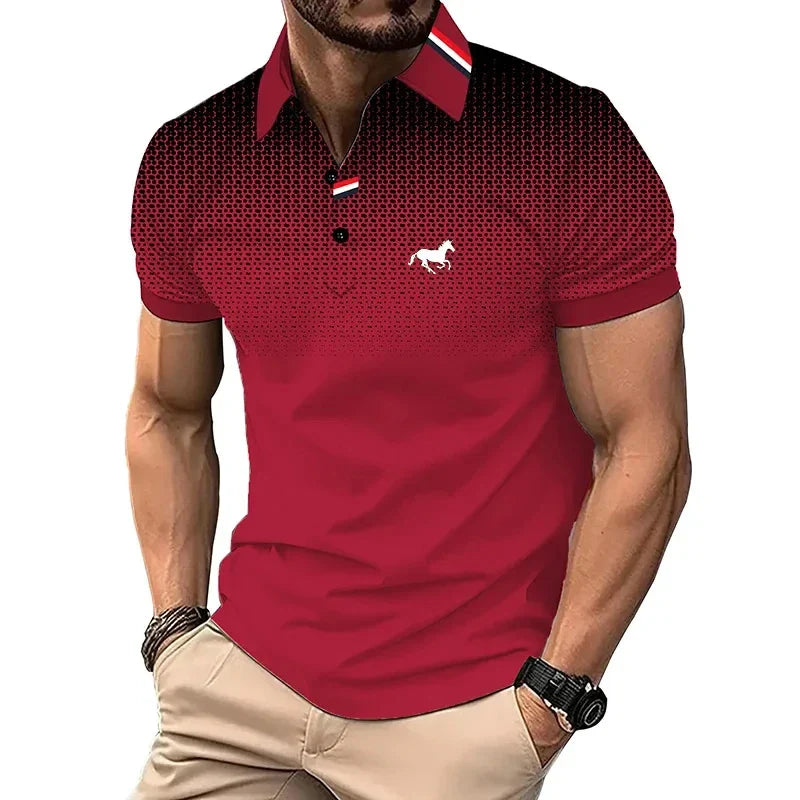 Camisa Masculina  Gradiente Manga Curta Cores Vibrantes