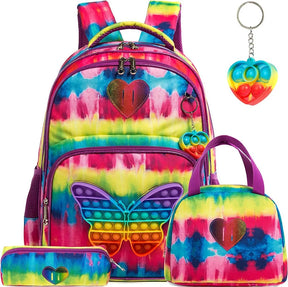 Kit Escolar para Meninos e Meninas com Pop-it: Mochila, Lancheira, Estojo e Chaveiro