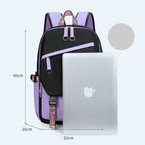 Mochila Escolar Feminina De Nylon Para Adolescentes Design Trançado Mochila Impermeável