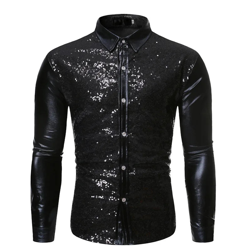 Camisa Masculina Social Lantejoulas Baile/Casamento