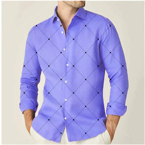 Camisa Masculina de Manga Longa com Botões Xadrez Casual e Elegante para o Trabalho