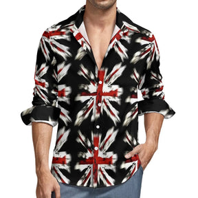 Camisa Social Masculina Estampa Bandeira EUA Camisa De Manga Comprida