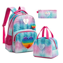 Kit Escolar para Meninos e Meninas com Pop-it: Mochila, Lancheira, Estojo e Chaveiro