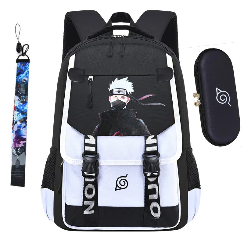 Kit Escolar do Anime Naruto para Meninos: Mochila, Estojo e Pingente