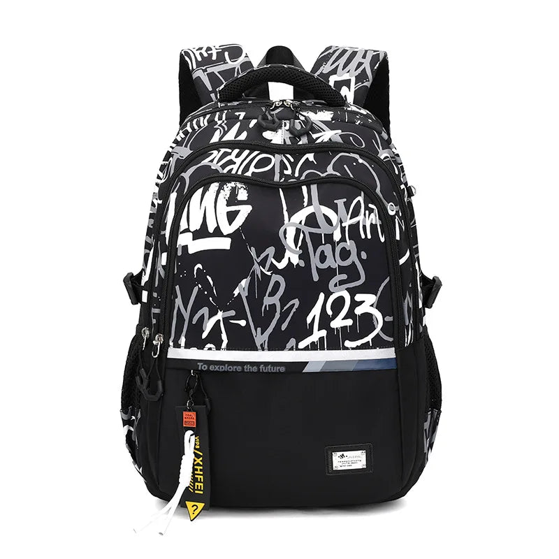 Mochila Escolar Masculina Estampa Grafite Com Compartimentos  Material Resistente