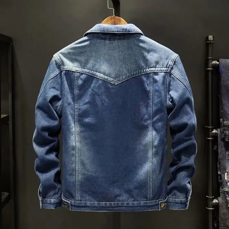 Jaqueta Jeans Masculina Forro De Lã Grosso Botões De Metal Moda Inverno