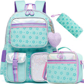 Conjunto Escolar Estrelado com 3 Peças para Meninas: Mochila, Lancheira e Estojo