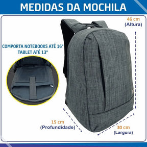 Mochila Executiva Antifurto Notebook Home Office Universitária