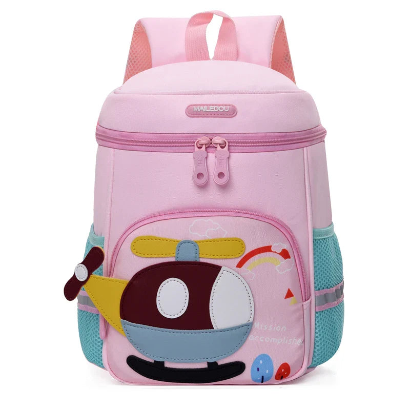 Mochila Escolar Infantil Unissex Estampa Helicóptero Design Arredondado