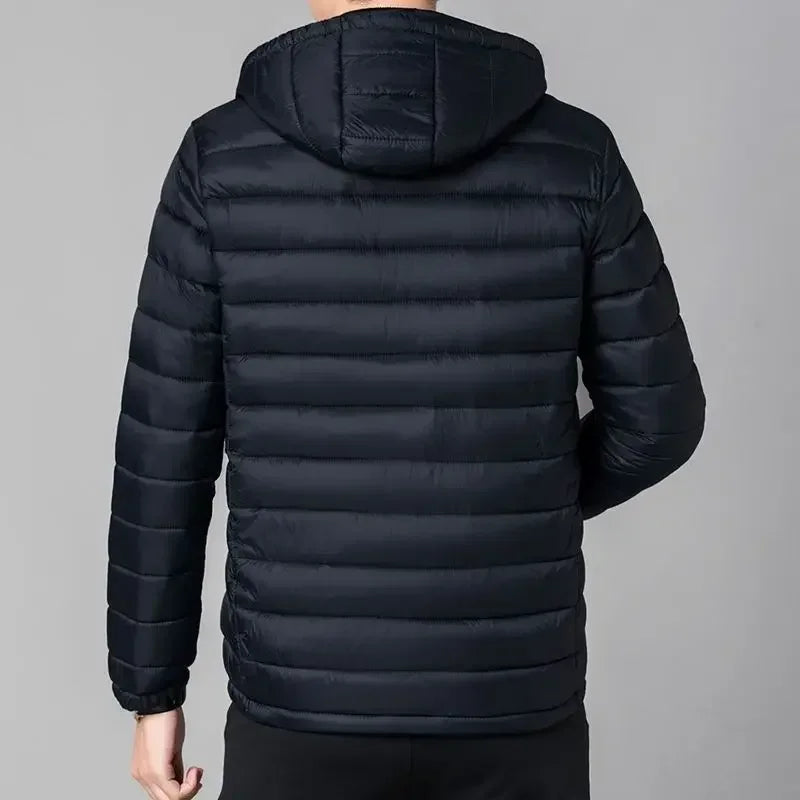 Jaqueta Masculina Com Capuz Leve Puffer Parka Acolchoada Tendência