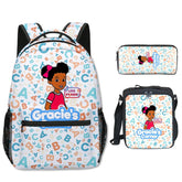 Kit Mochila Escolar Feminina Estampa Boneca Conjunto Com Mochila Estojo e Lancheira