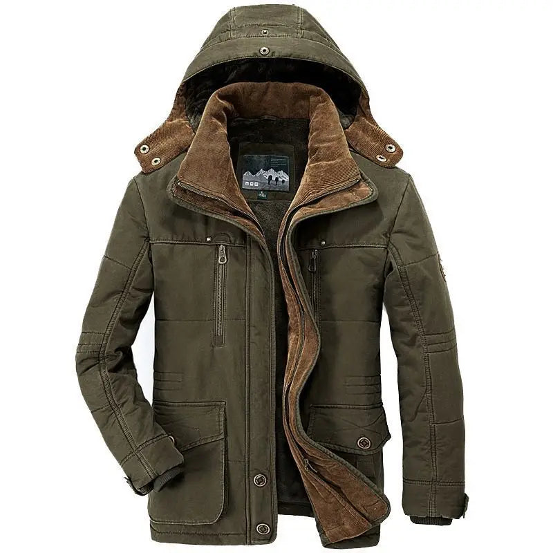 Jaqueta Parka Masculina Para Inverno Forro de Lã com Capuz Estilo Militar  - Promoção de Dezembro