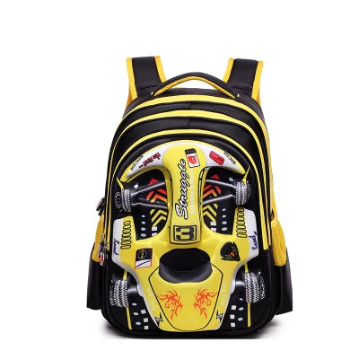 Mochila Escolar Carro 3D de Corrida para Meninos