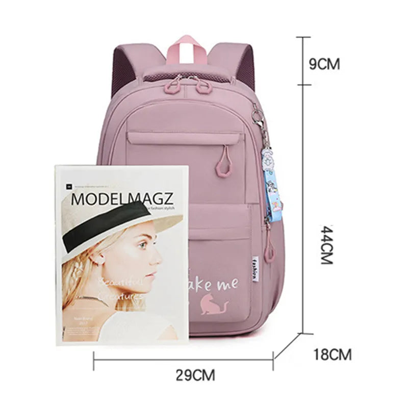 Mochila Escolar Feminina de Ombro Grande Impermeável Novo Design