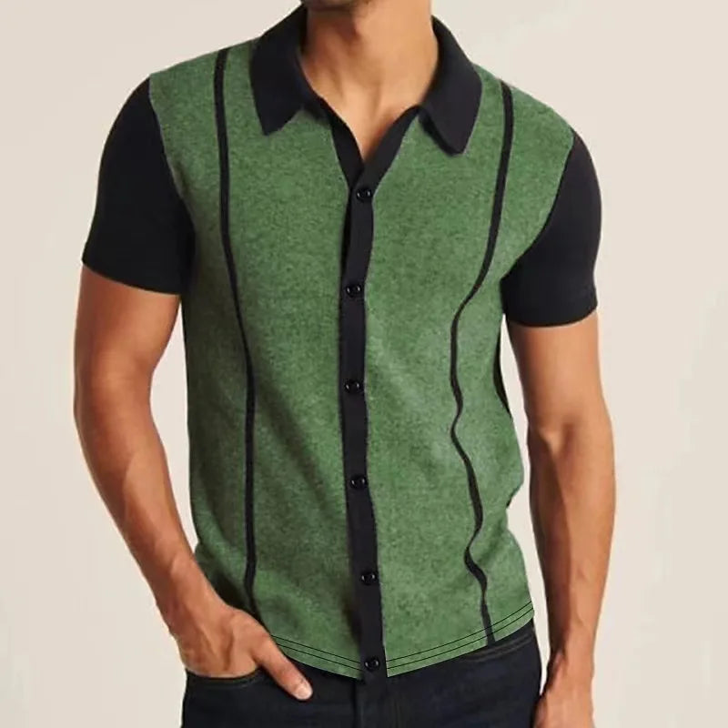 Camisa Casual Masculina Material De Alta Qualidade Com Botões De Duas Cores