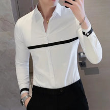 Camisa Social Masculina Moda Formal Para Negócios Com Listra Única