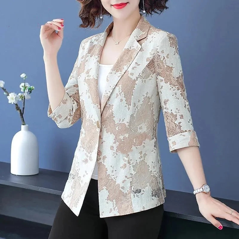 Jaqueta Feminina Fina de Renda Blazer