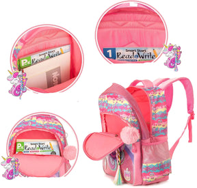 Kit Mochila Infantil Feminina Escolar Modelo Unicórnio