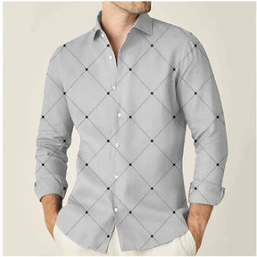 Camisa Masculina de Manga Longa com Botões Xadrez Casual e Elegante para o Trabalho