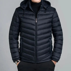 Jaqueta Masculina Com Capuz Leve Puffer Parka Acolchoada Tendência