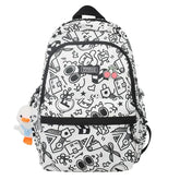 Mochila Escolar Feminina Cartoon Doodle + Brinde Especial - MCH11