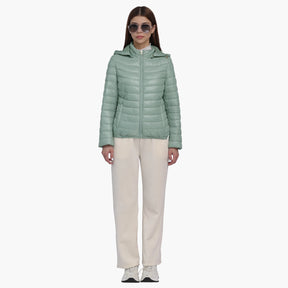 Jaqueta Feminina Puffer Acolchoada com Capuz Para Inverno