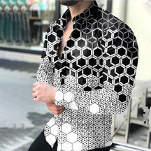 Camisa Social Masculina Manga Longa com Estampa 3D - Elegância e Qualidade Superior