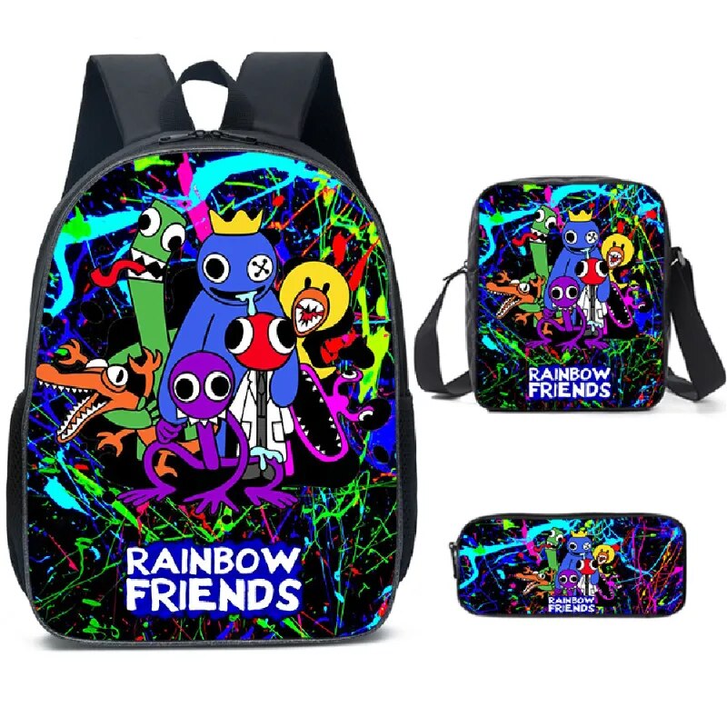 Kit Escolar Rainbow Friends 3 Peças: Mochila, Bolsa de Ombro e Estojo - CityBag